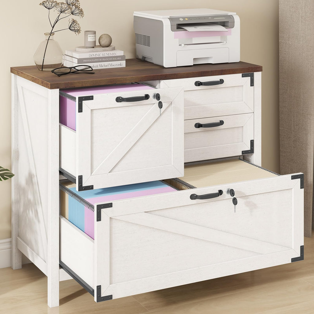 White 4 Drawer File Cabinet with Lock O869