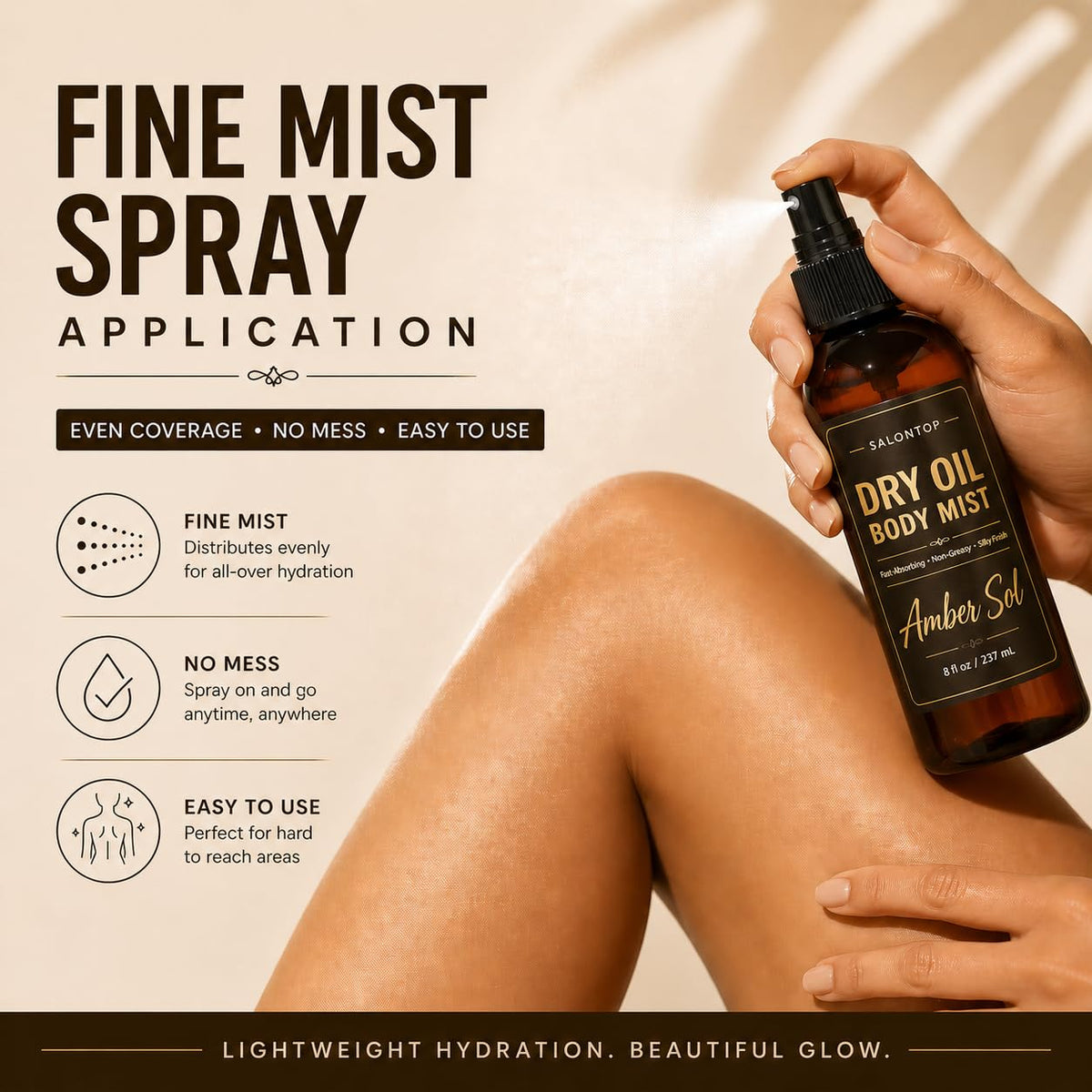 Amber 8 oz Dry Oil Body Mist Spray with Grapeseed & Jojoba Oils V88198