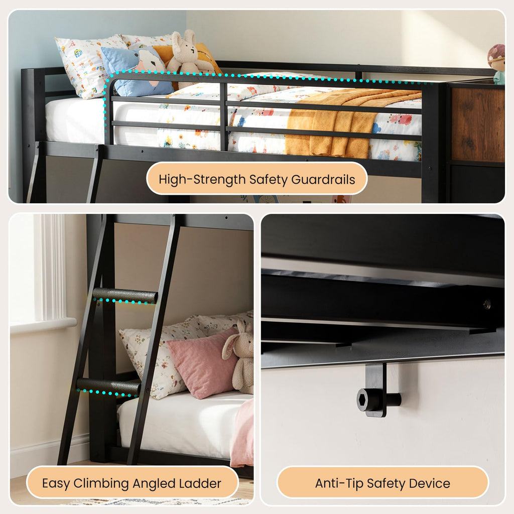 Twin Over Twin Bunk Bed with Storage Dresser E10168