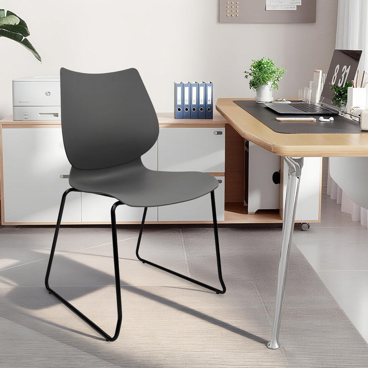 Stacking Chairs with Metal Legs Set of 12, Grey S4374
