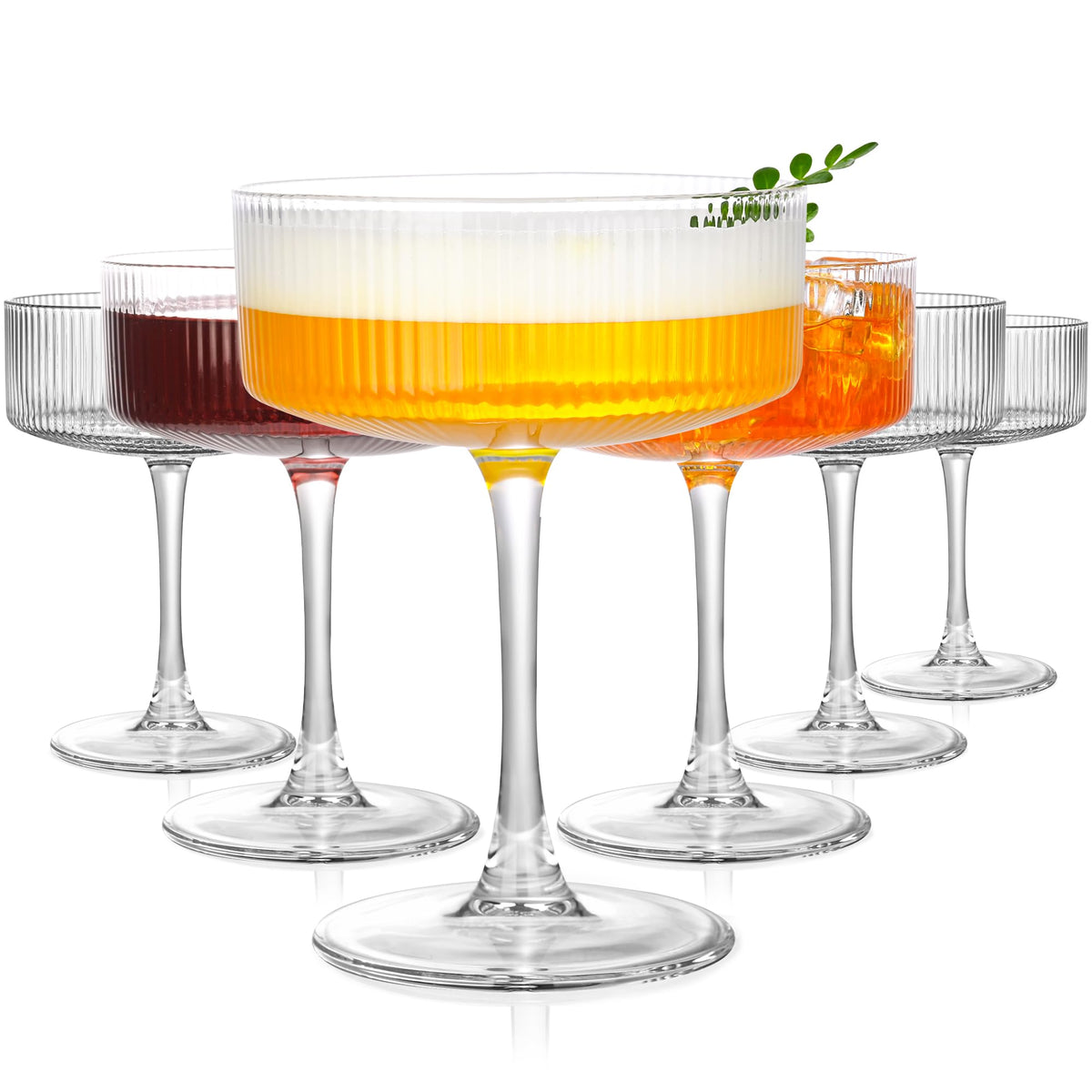 Ribbed Coupe Glasses Set of 6 B3997