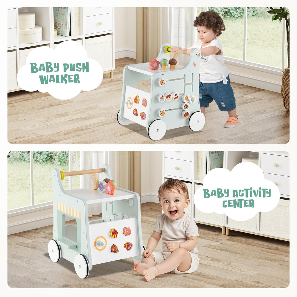 Wooden Baby Walker with Storage and Wheels R759786