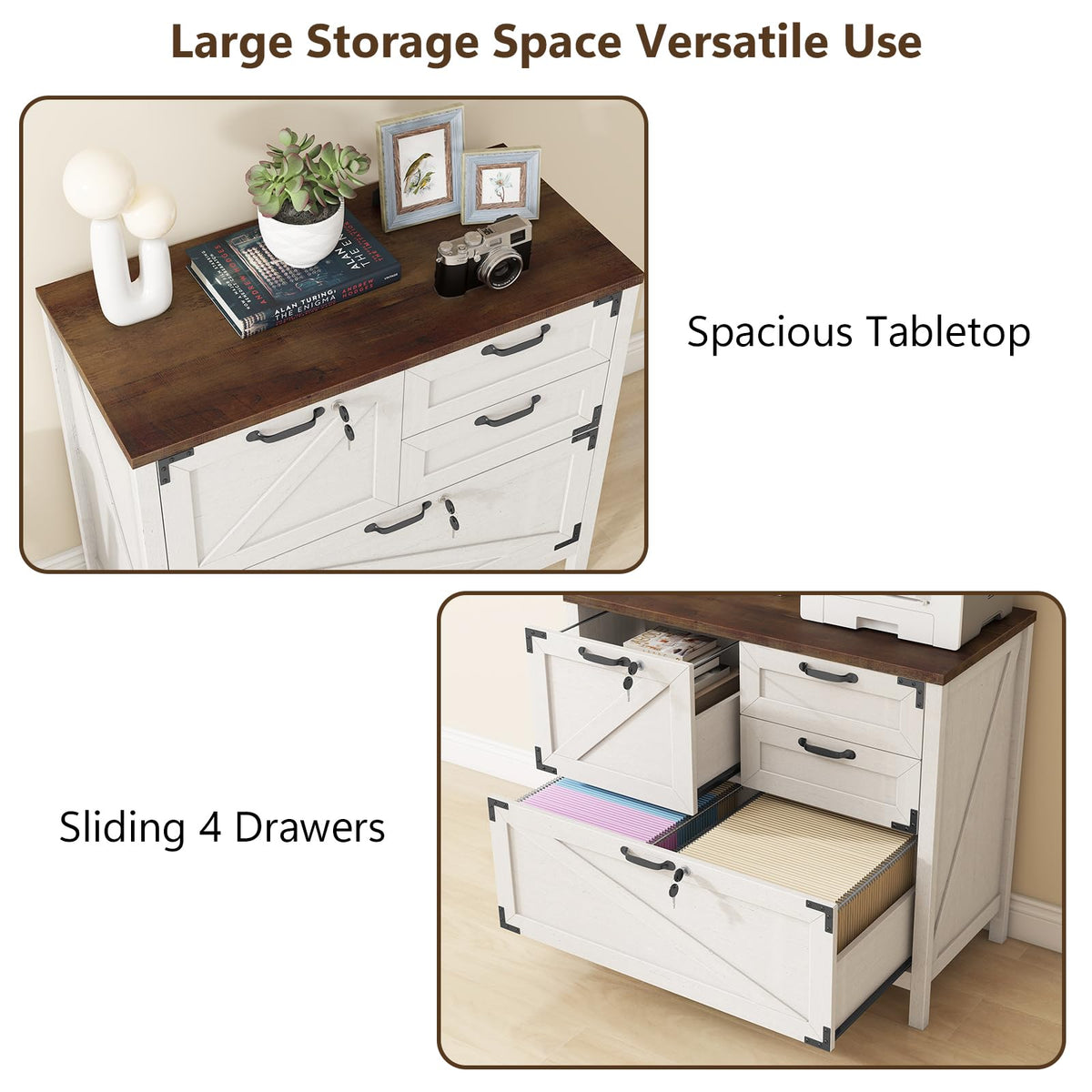 White 4 Drawer File Cabinet with Lock O869