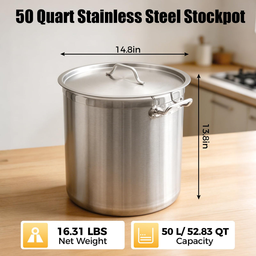 50 Quart Stainless Steel Stockpot with Lid L6669