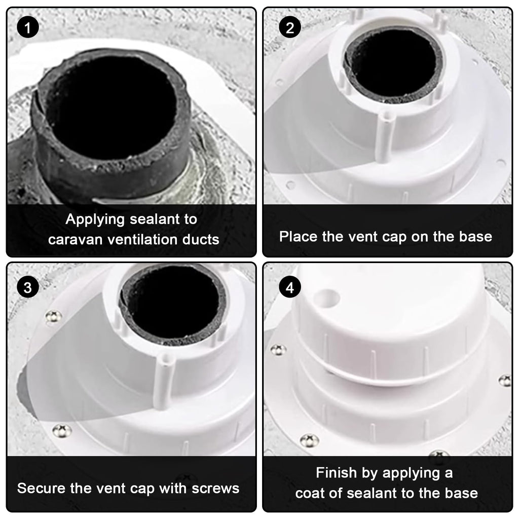 RV Plumbing Vent Caps Kit 2Pcs Plastic Roof Sewer Vent Cover Caps Black H8669
