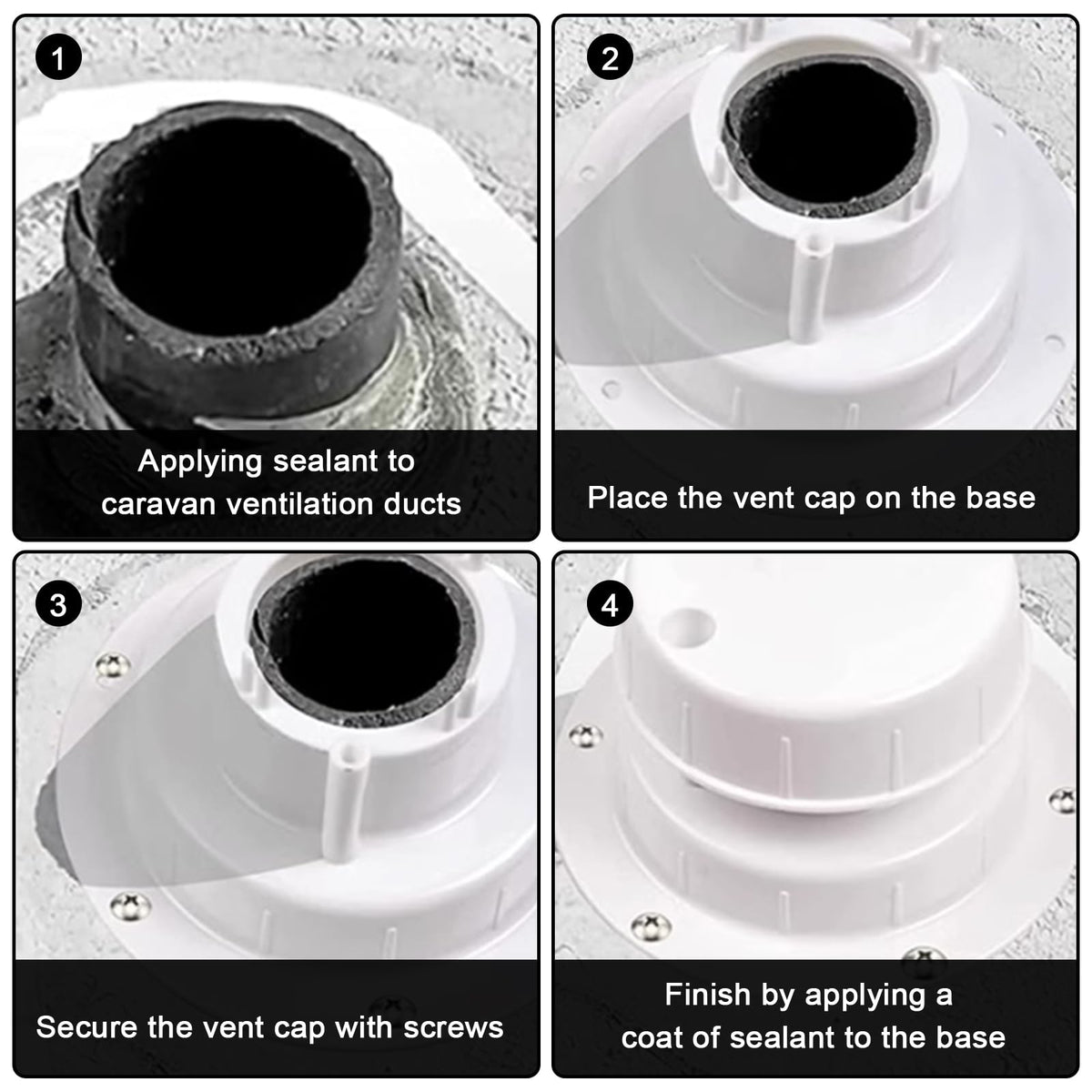RV Plumbing Vent Caps Kit 2Pcs Plastic Roof Sewer Vent Cover Caps Black H8669