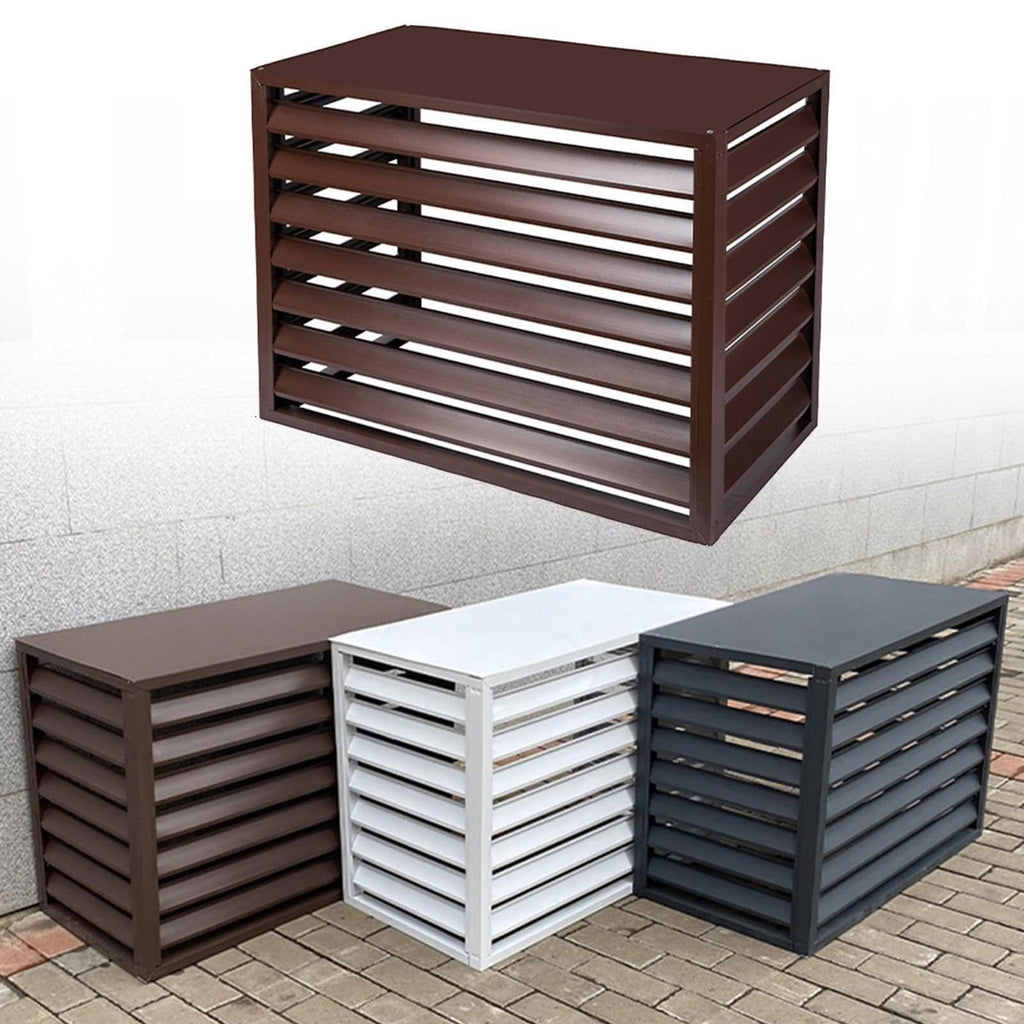 Aluminum Alloy Air Conditioner Fence 4 Panels Brown Y3031