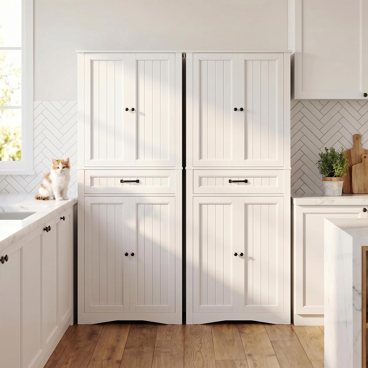 71" White Kitchen Pantry Storage Cabinet K5863