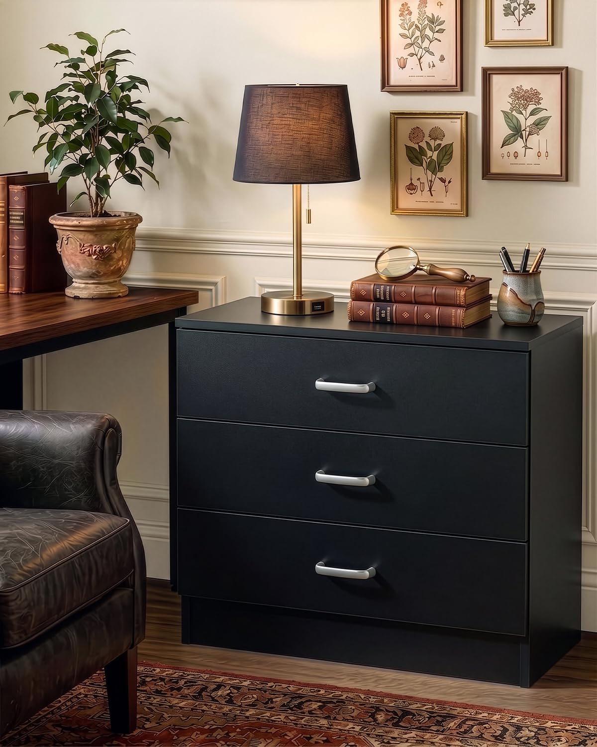 Black 3 Drawer Dresser M875