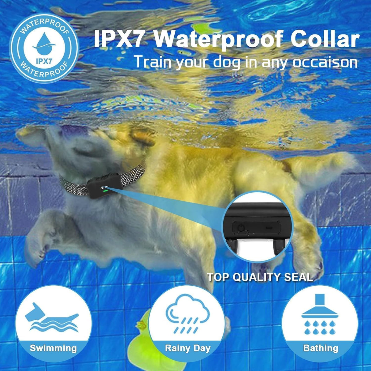 Wireless Dog Fence and Remote Training Collar, IPX7 Waterproof, Black D764271
