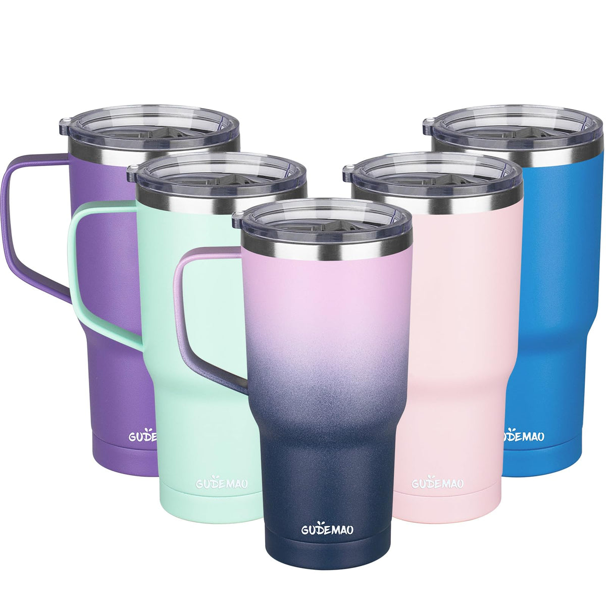 20 oz Insulated Stainless Steel Travel Mug with Handle Lid and Straw U8511
