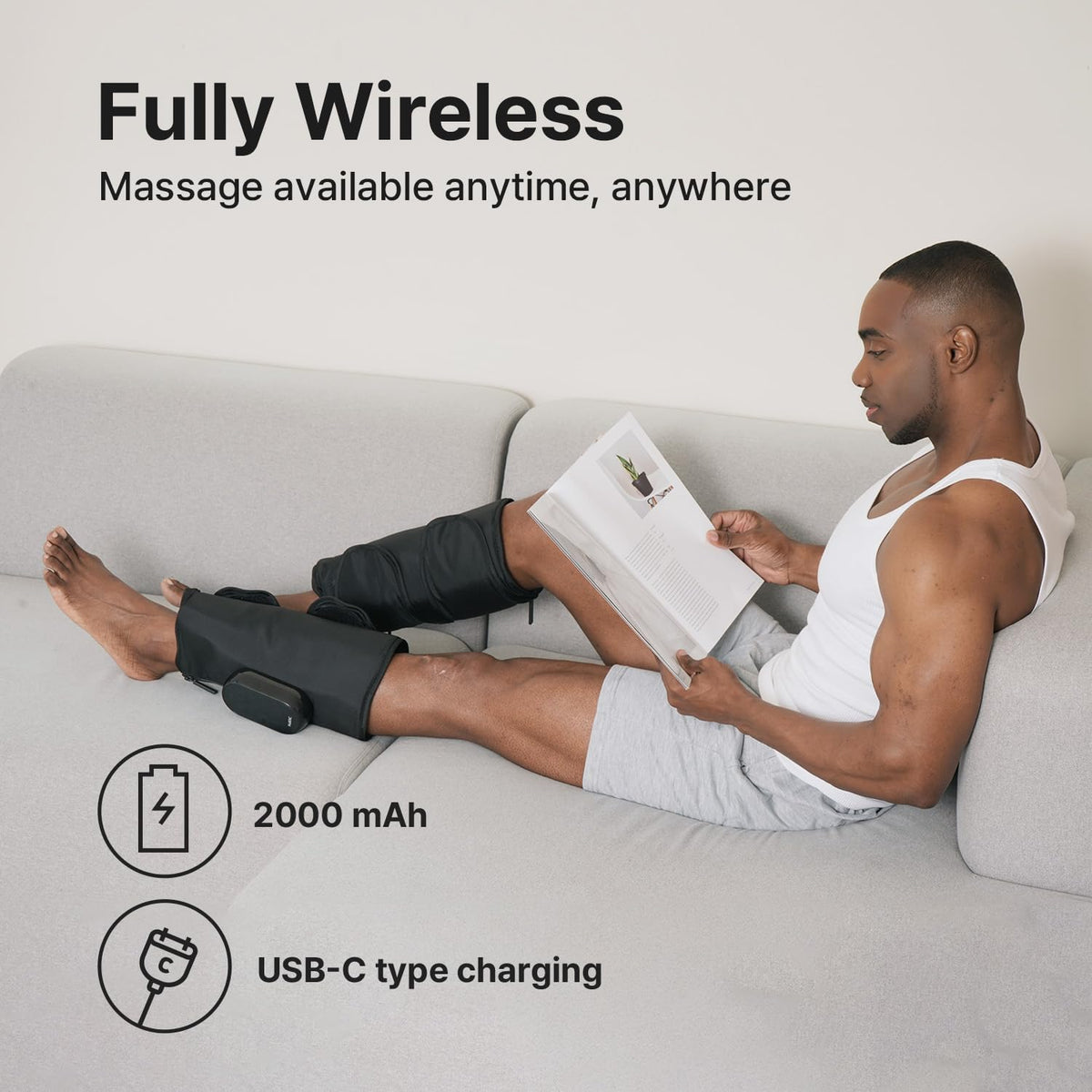 Heated Air Compression Cordless Leg Massager with Extension (Pair) U70994