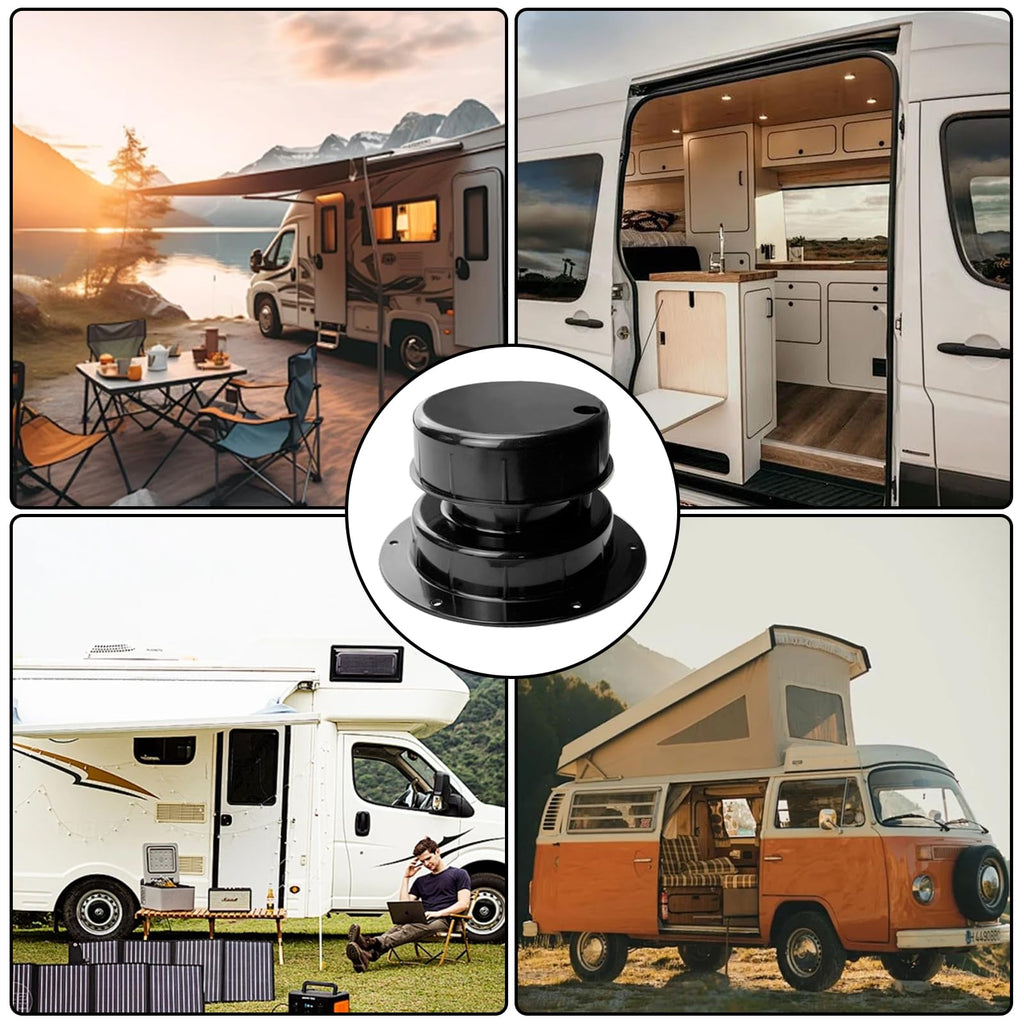 RV Plumbing Vent Caps Kit 2Pcs Plastic Roof Sewer Vent Cover Caps Black H8669