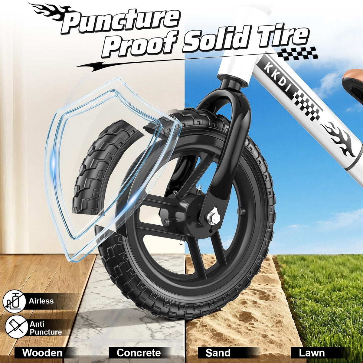 Adjustable Toddler Balance Bike with Fender and LED Tires P7028