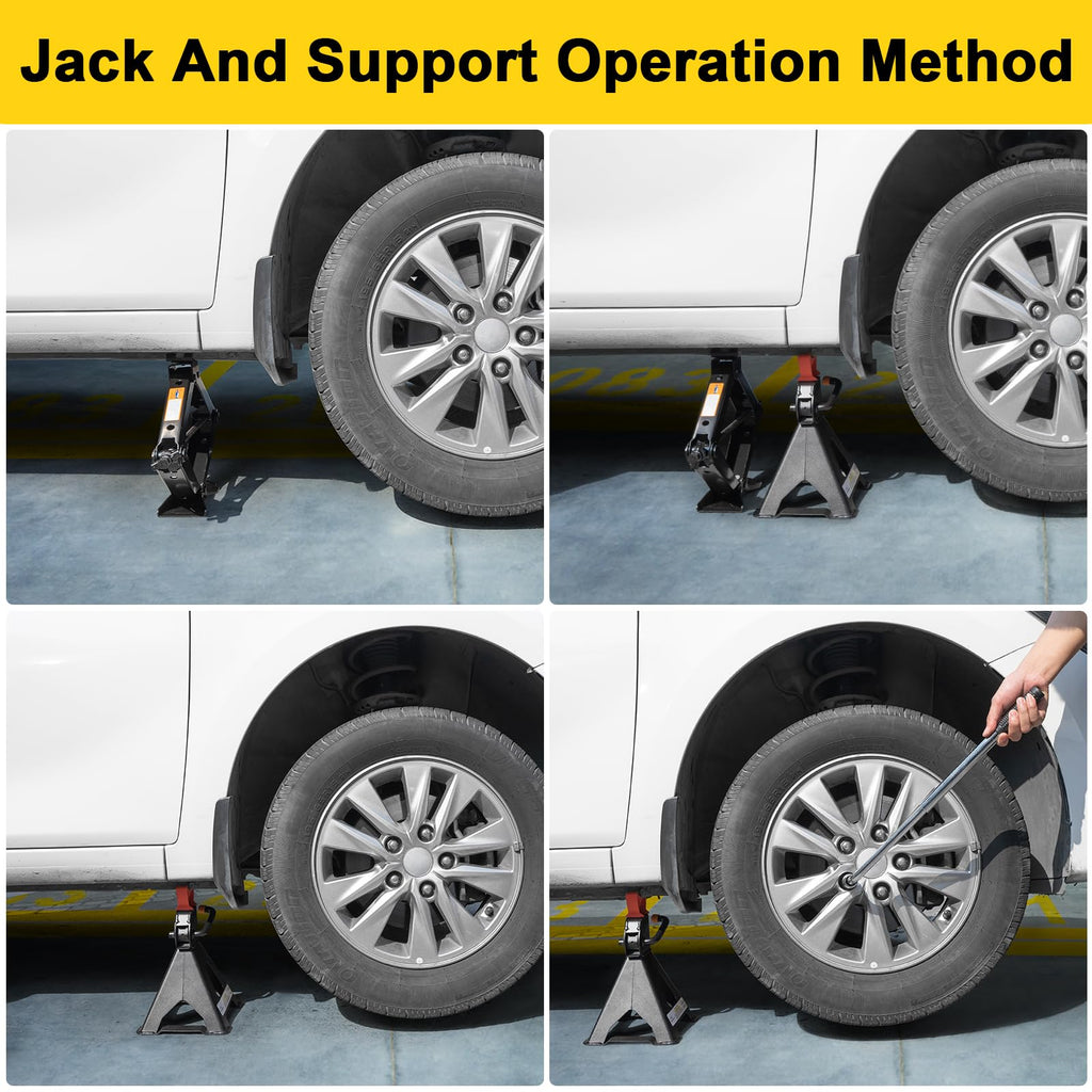 3 Ton Scissor Jack and Jack Stands Kit with Lug Wrench C36657