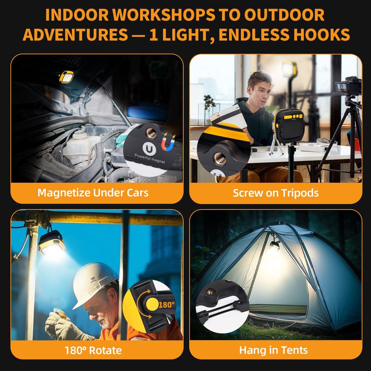 6000mAh Magnetic Rechargeable Work Light 4000 Lumen IP65 B733
