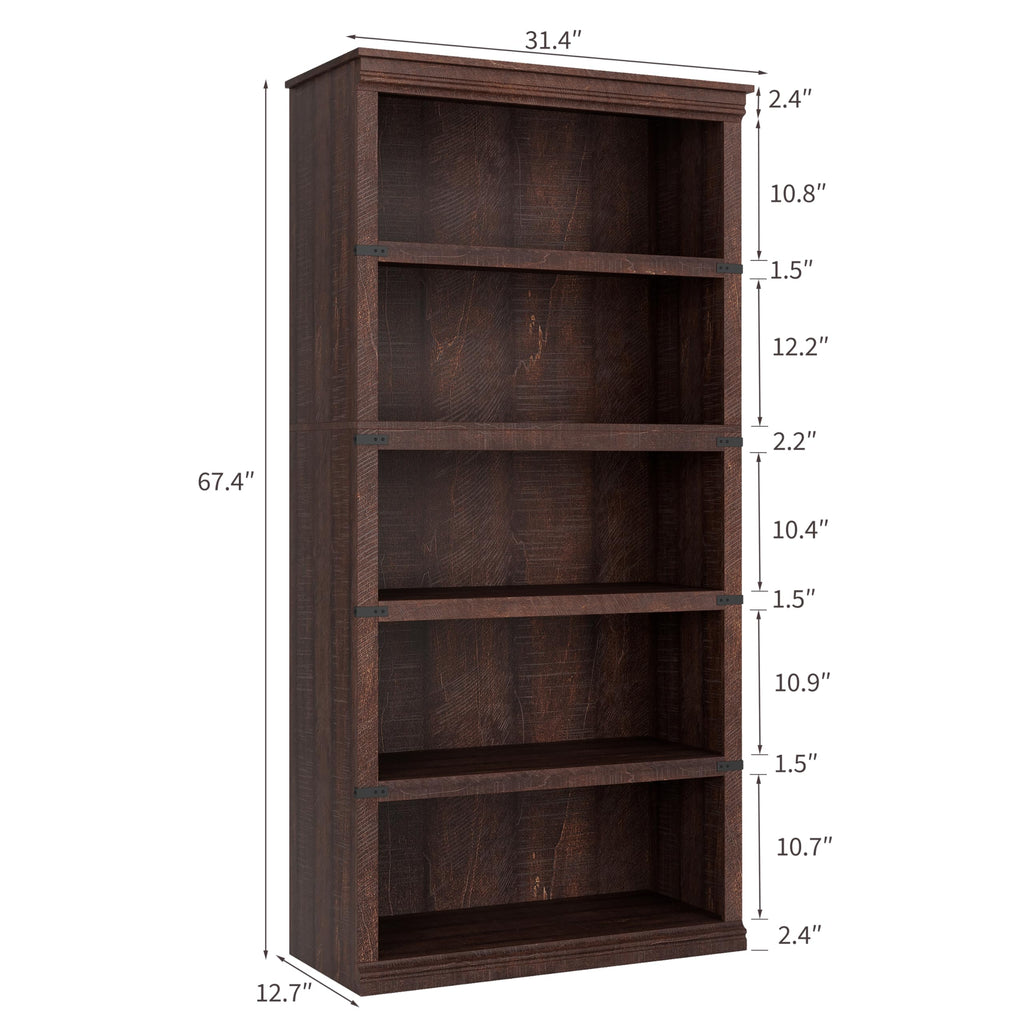 5-Tier Metal Bookcase with Adjustable Shelves R99333