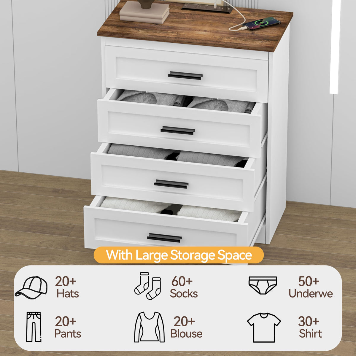 White 4 Drawer Dresser Q2582