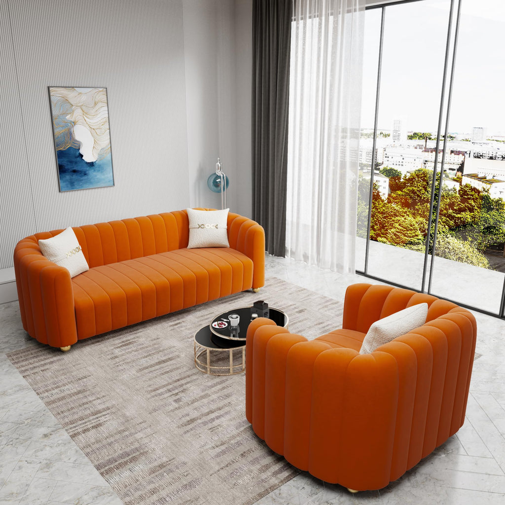 Orange Velvet 2-Piece Sofa C796740