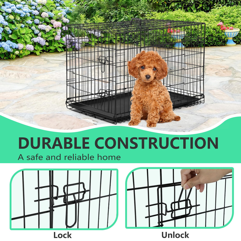 24 inch Folding Metal Wire Dog Crate with Double Door O636