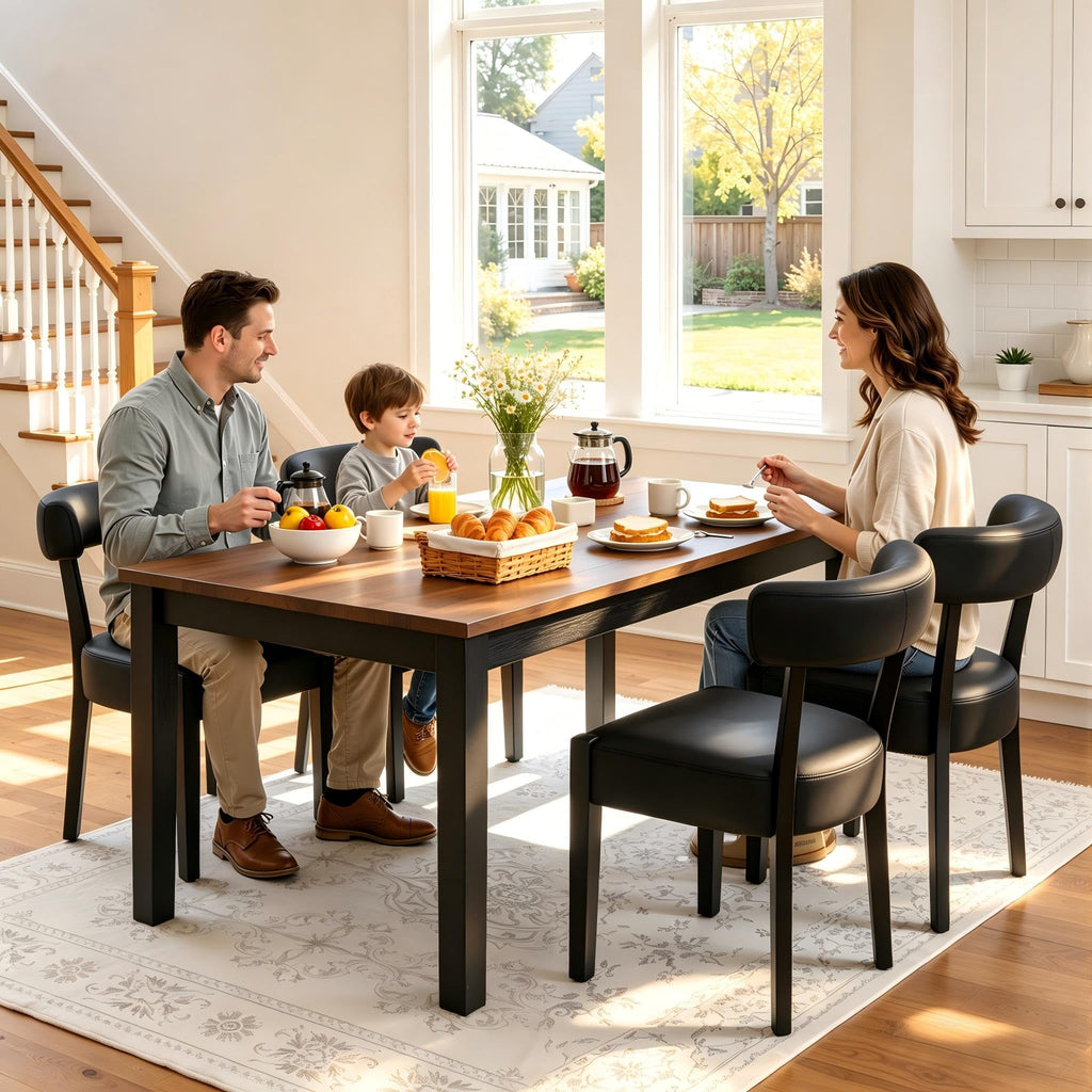 Black Faux Leather Dining Chairs Set of 4 Y559