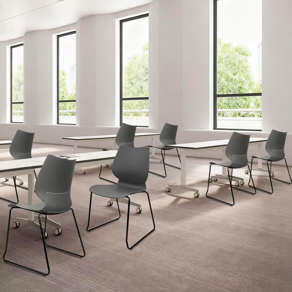 Stacking Chairs with Metal Legs Set of 12, Grey S4374