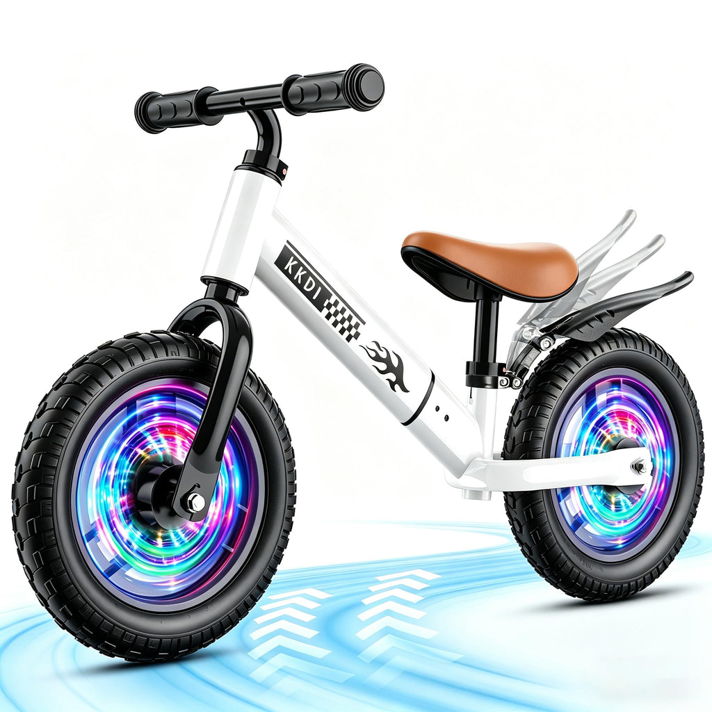 Adjustable Toddler Balance Bike with Fender and LED Tires P7028