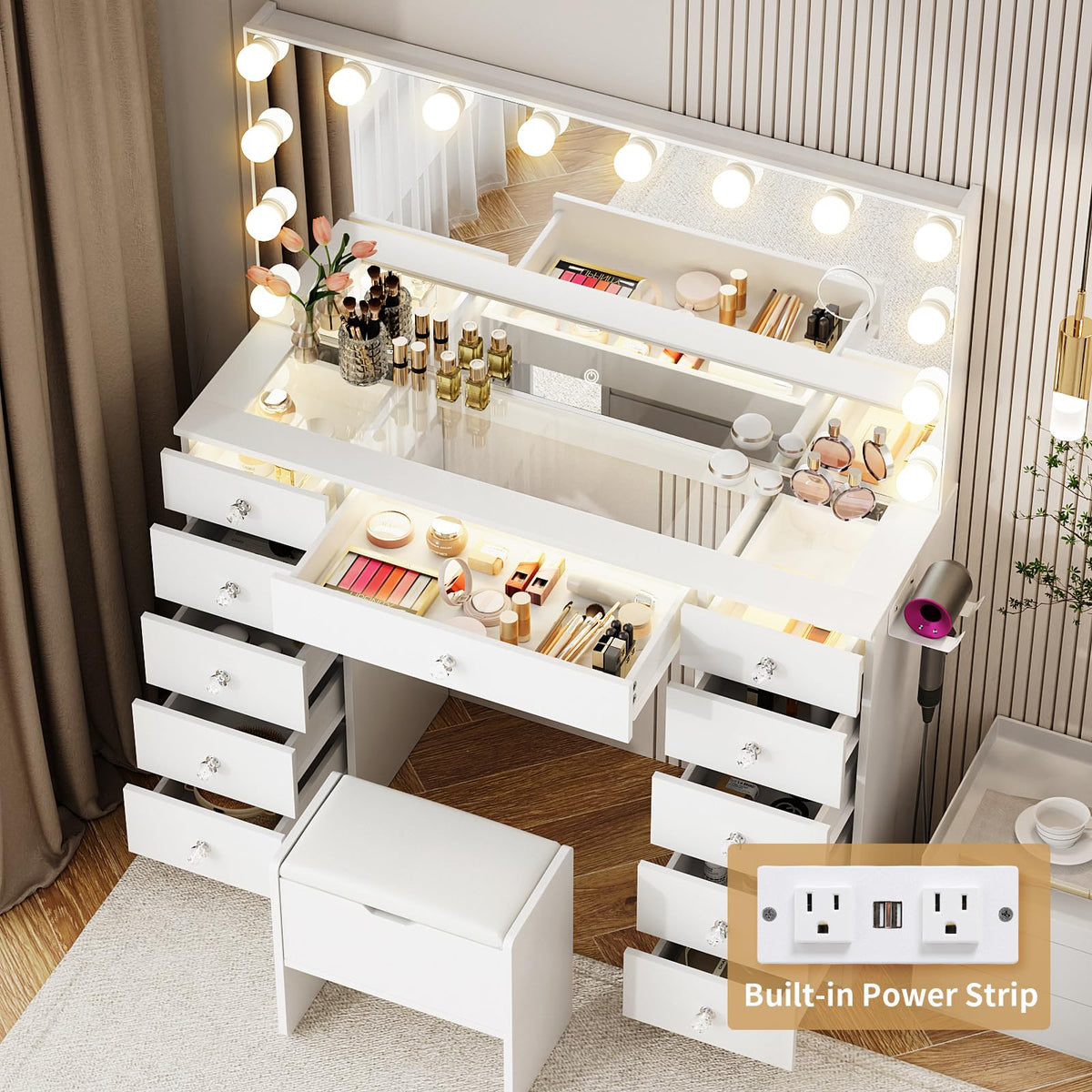 Vanity with Lighted Mirror C12408