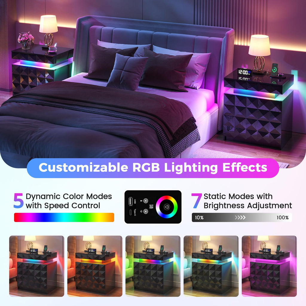 LED Night Stand with Charging Station Q50978