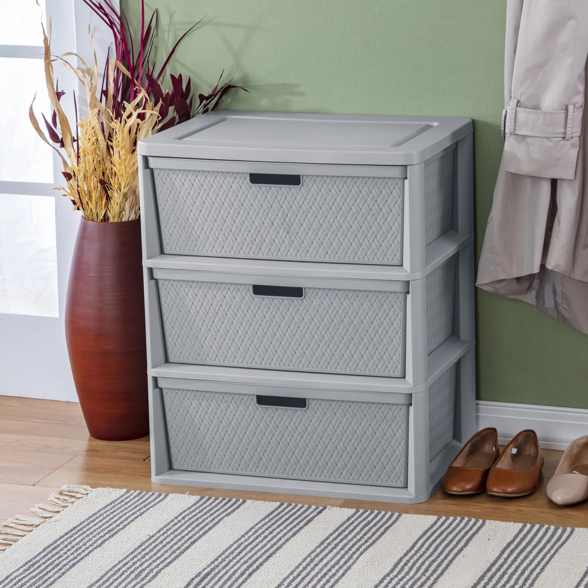 Gray 3 Drawer Storage Tower Z20928