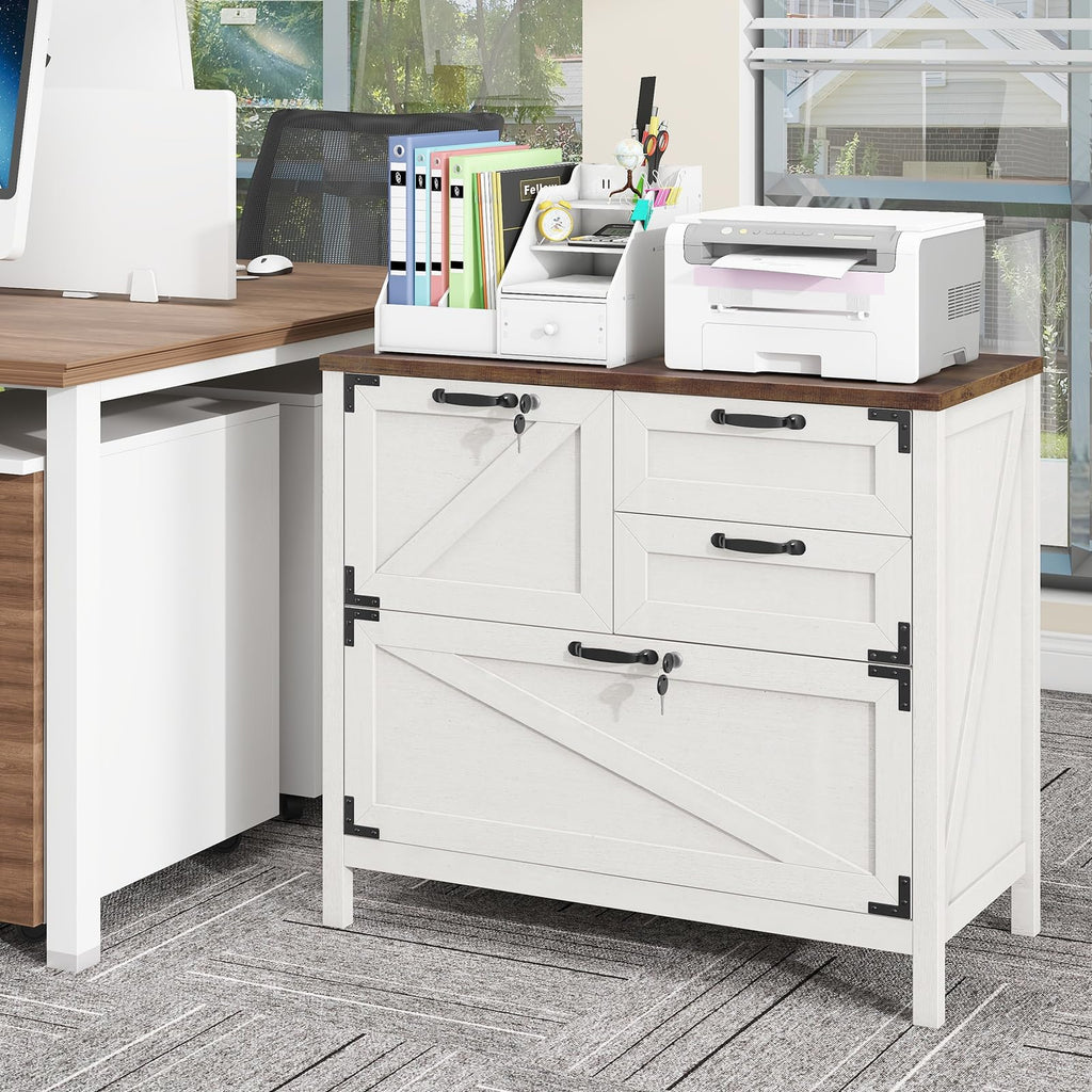 White 4 Drawer File Cabinet with Lock O869