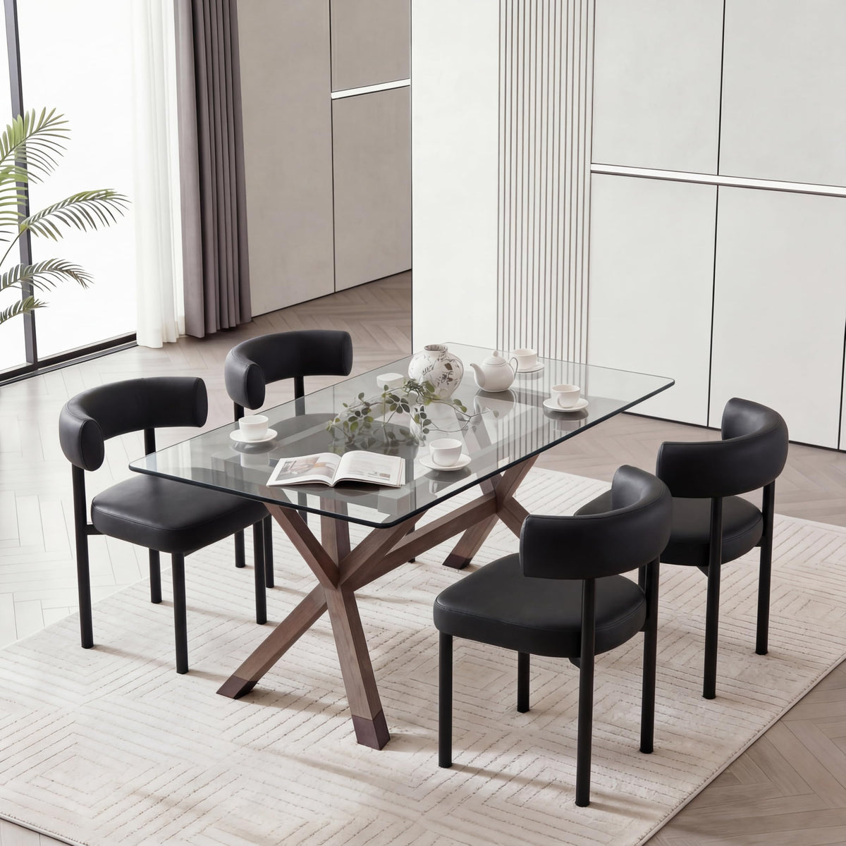 Black Faux Leather Dining Chairs Set of 4 Z721761