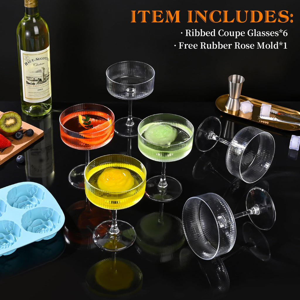 Ribbed Coupe Glasses Set of 6 B3997