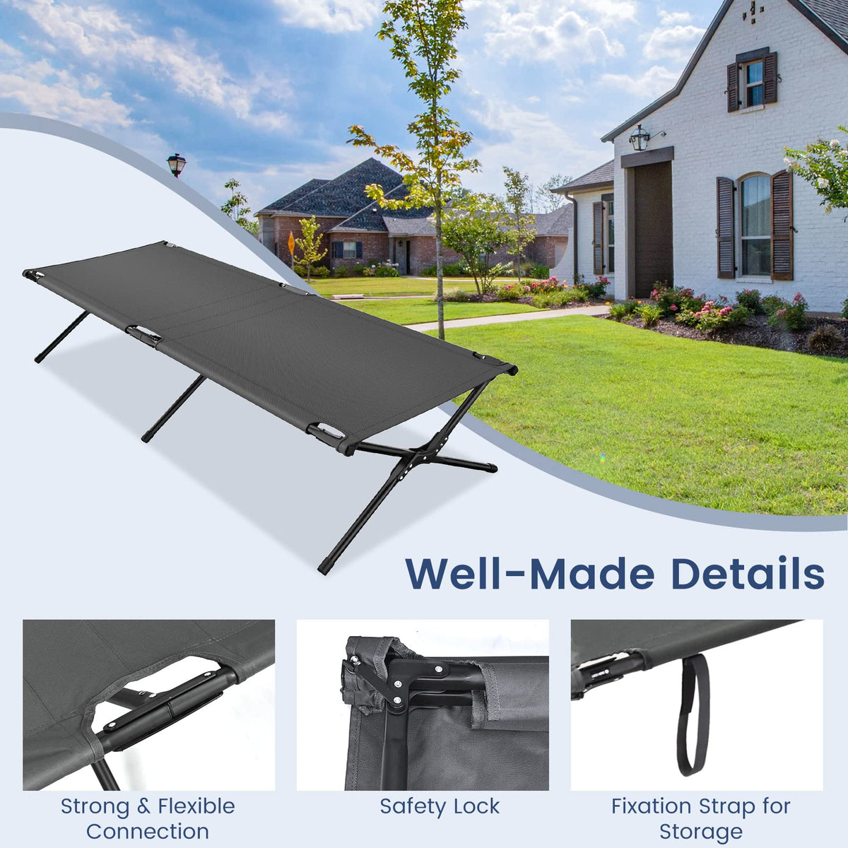 Folding Camping Cot with Carrying Bag P5147