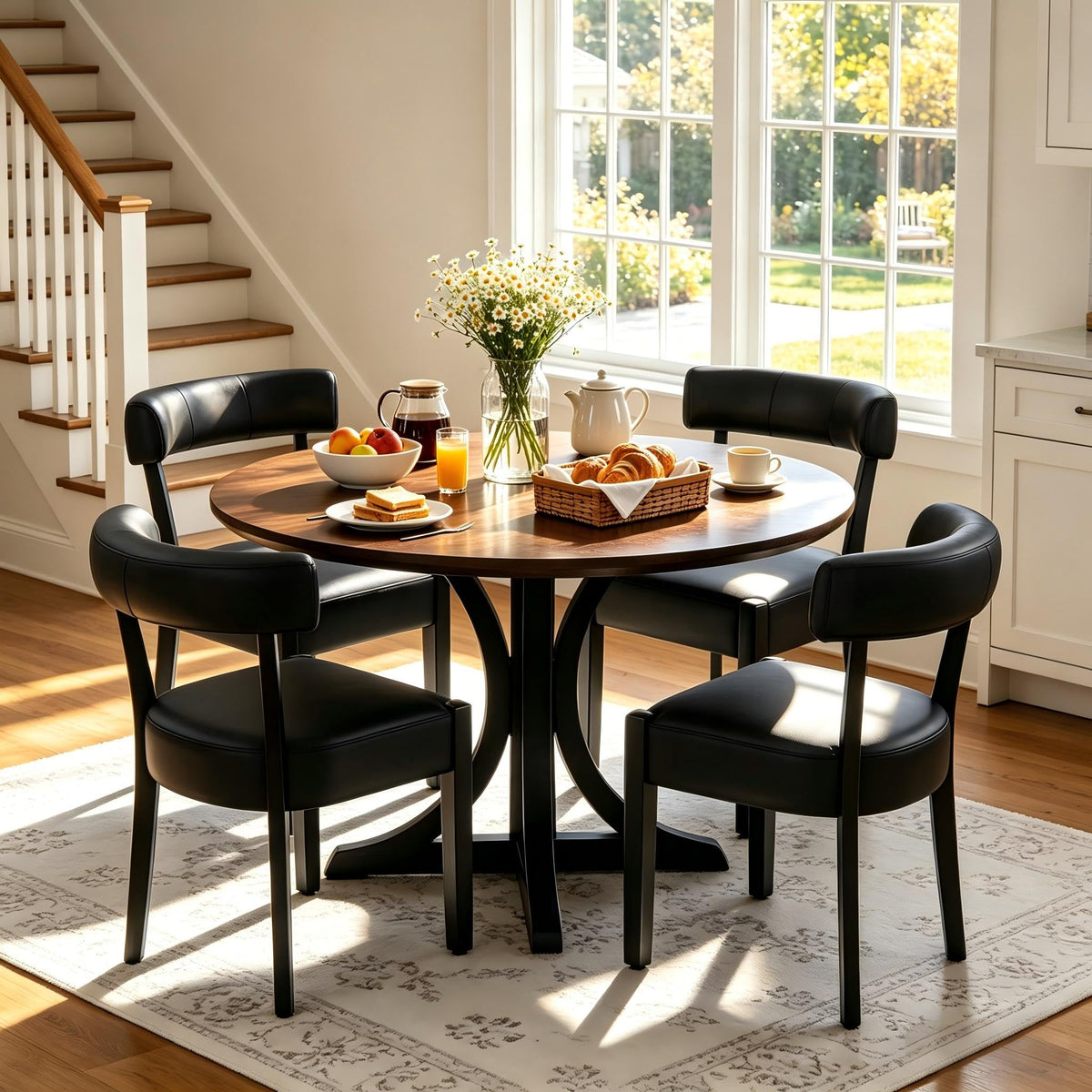 Black Faux Leather Dining Chairs Set of 4 Y559