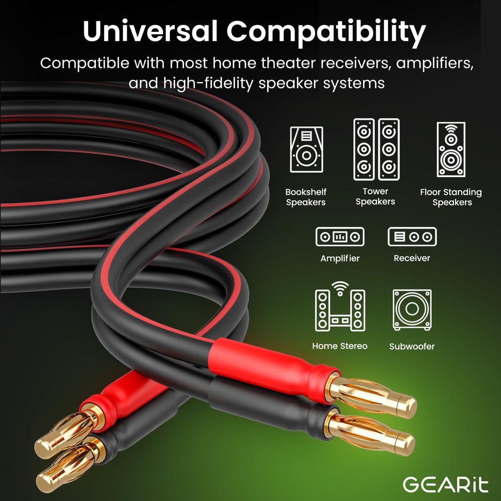 14 Gauge OFC Speaker Wire with Banana Plugs, 2 Pack 6.6 ft Each D913