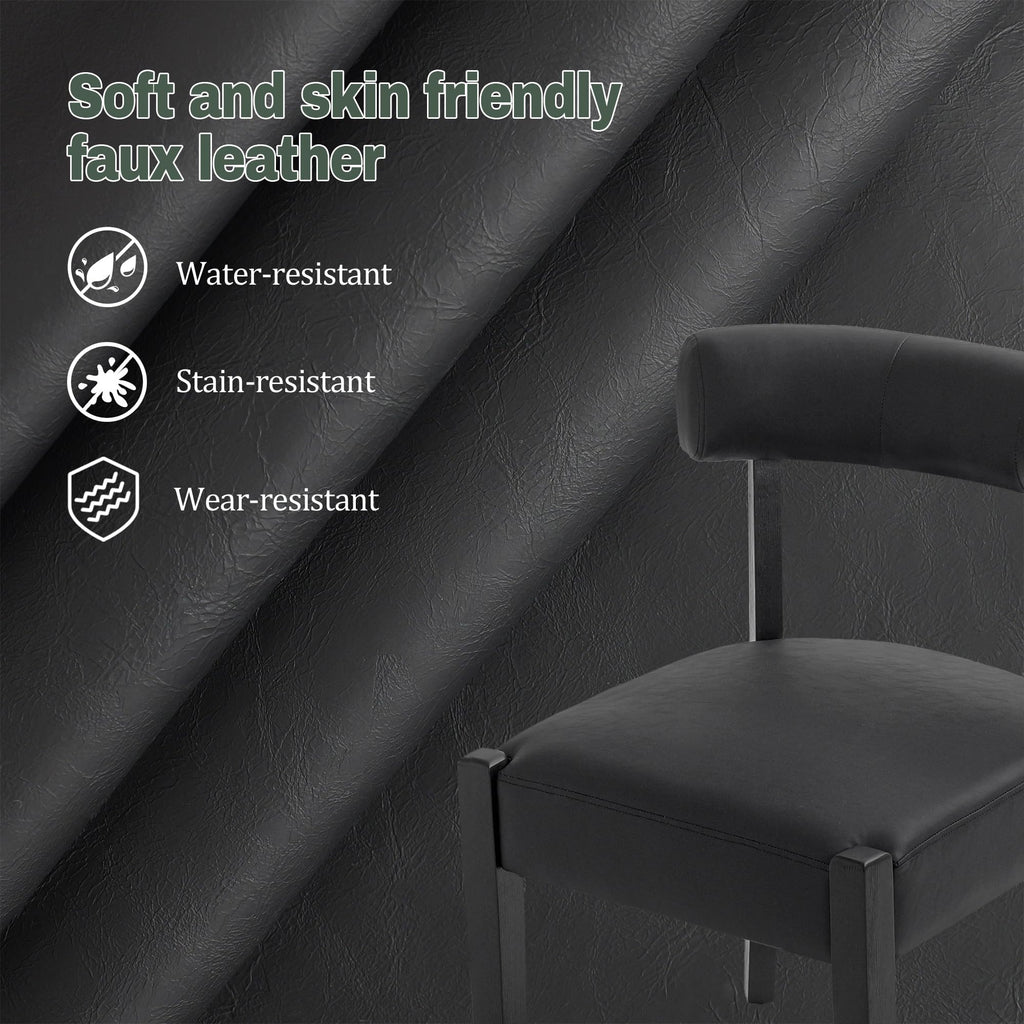 Black Faux Leather Dining Chairs Set of 4 Y559