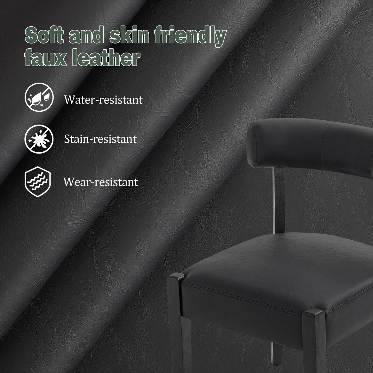 Black Faux Leather Dining Chairs Set of 4 Y559