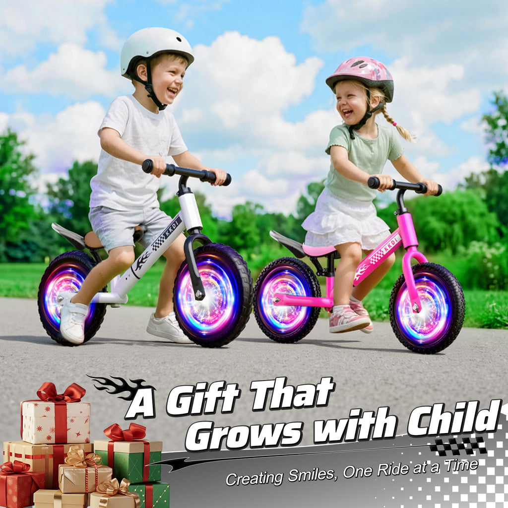 Adjustable Toddler Balance Bike with Fender and LED Tires P7028