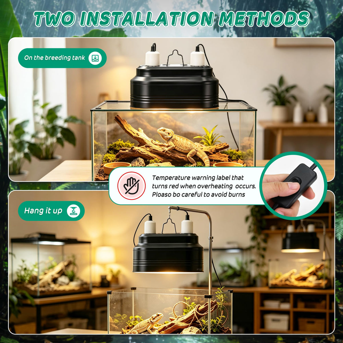 Reptile Light Fixture with Independent Switches V79133