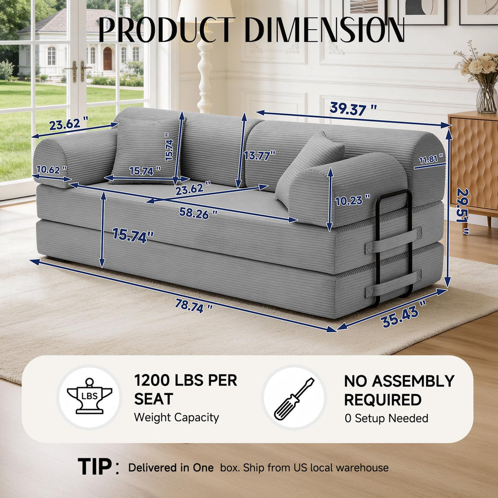 Convertible Sofa Bed with High Back S1358