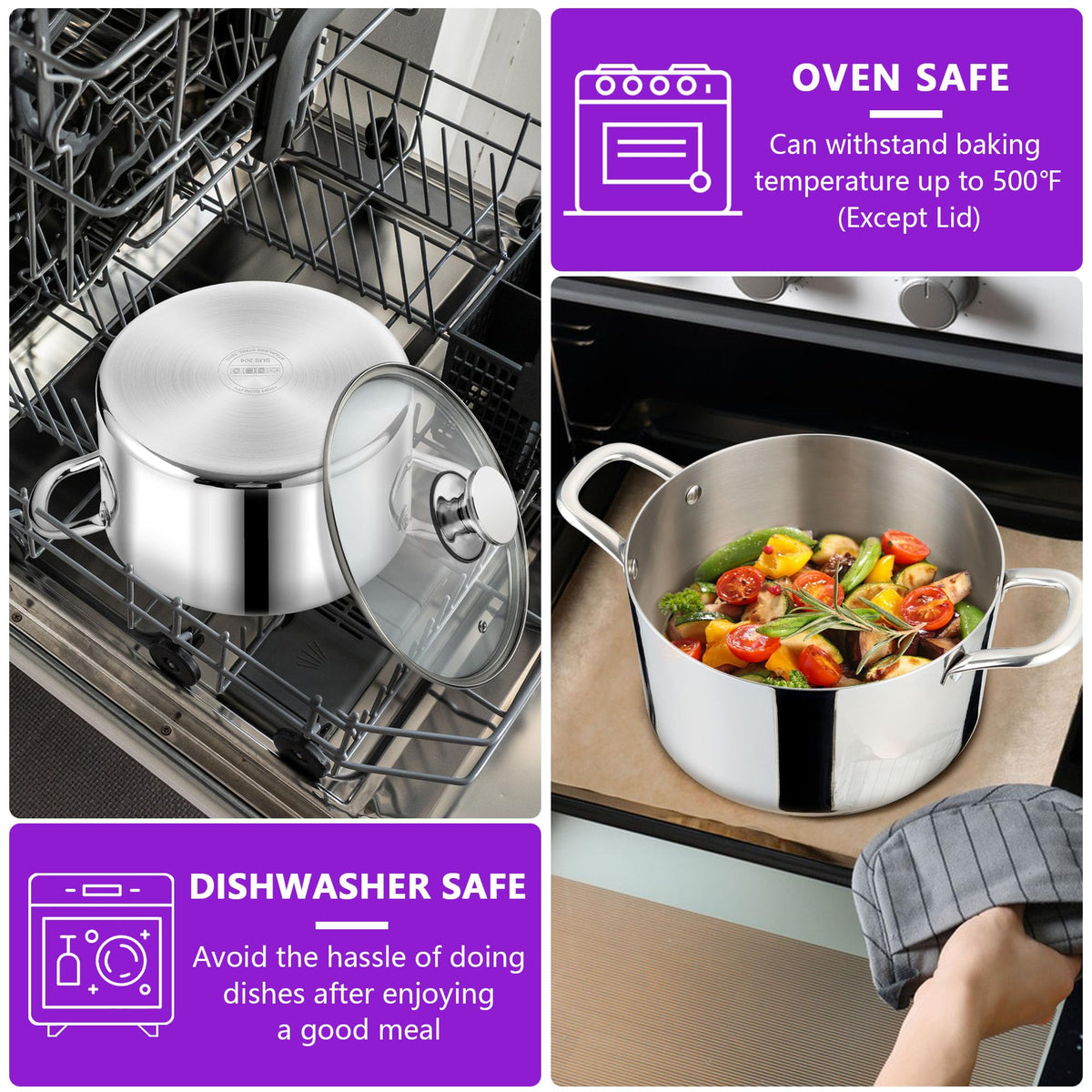 5 Quart Tri-Ply Stainless Steel Stock Pot with Lid Q3723