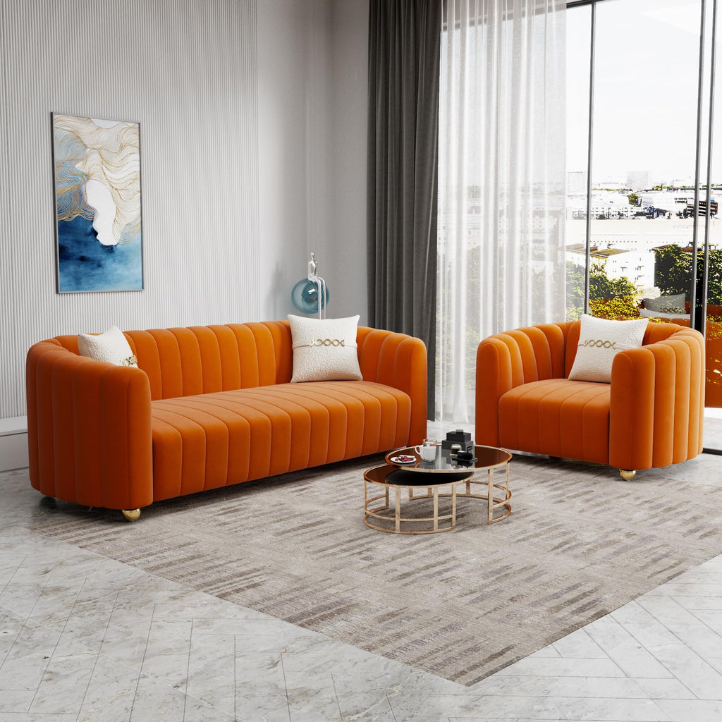 Orange Velvet 2-Piece Sofa C796740