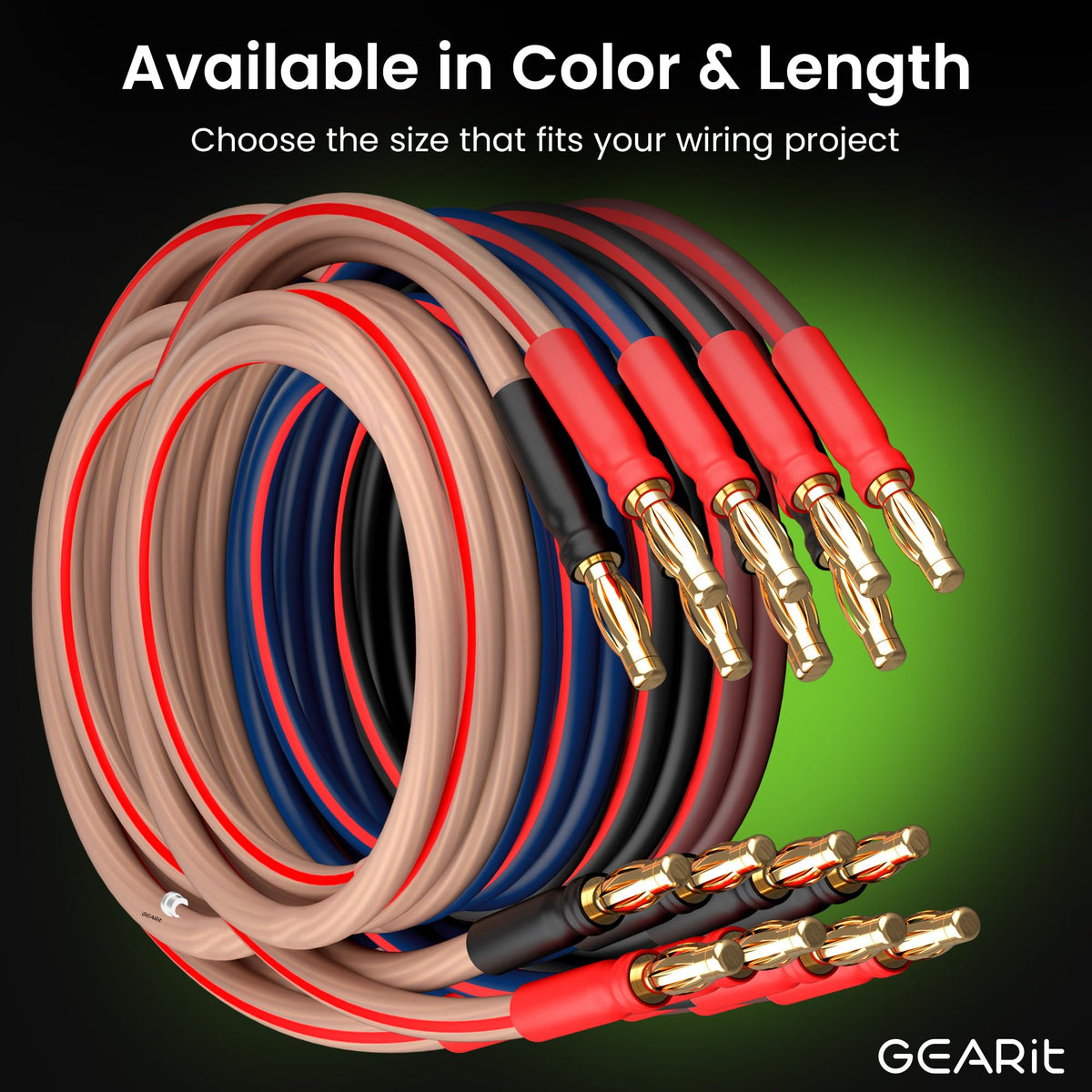 14 Gauge OFC Speaker Wire with Banana Plugs, 2 Pack 6.6 ft Each D913