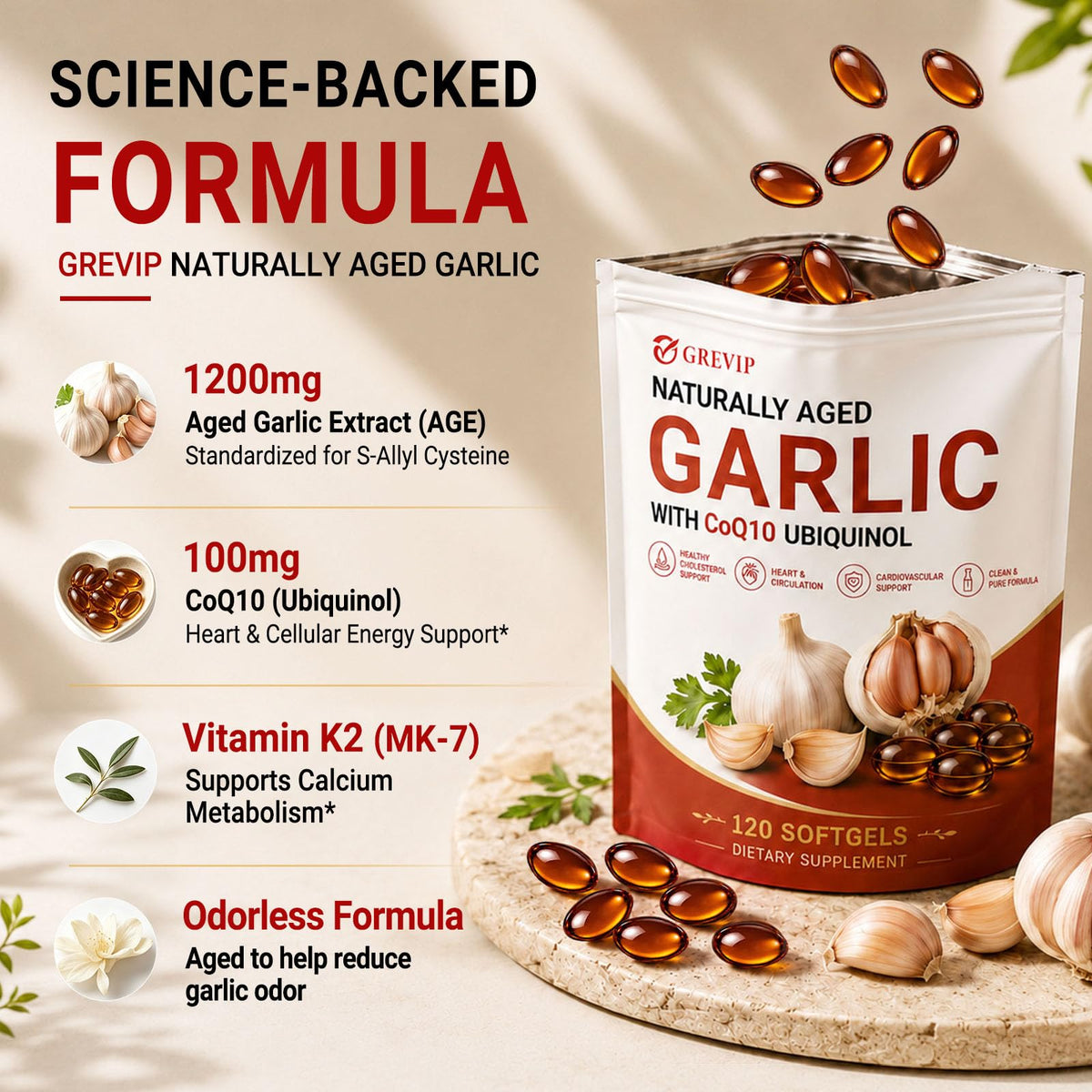 Odorless Garlic Extract Softgels 120Ct B494