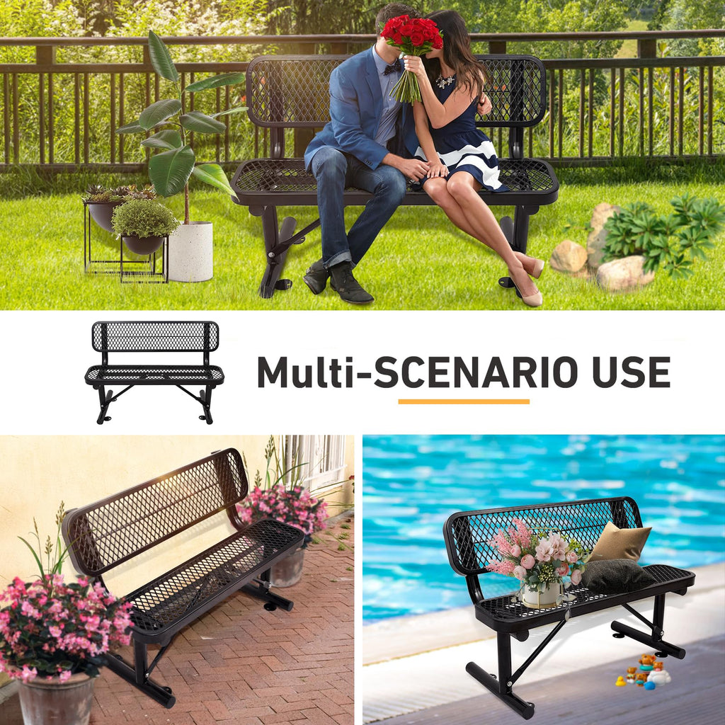 Metal Park Bench with Backrest C3297