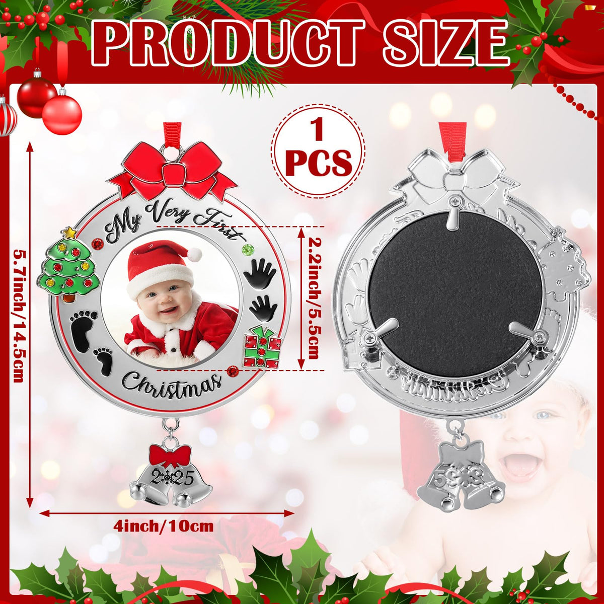 Baby's First Christmas Photo Ornament 2025 Picture Frame O240865