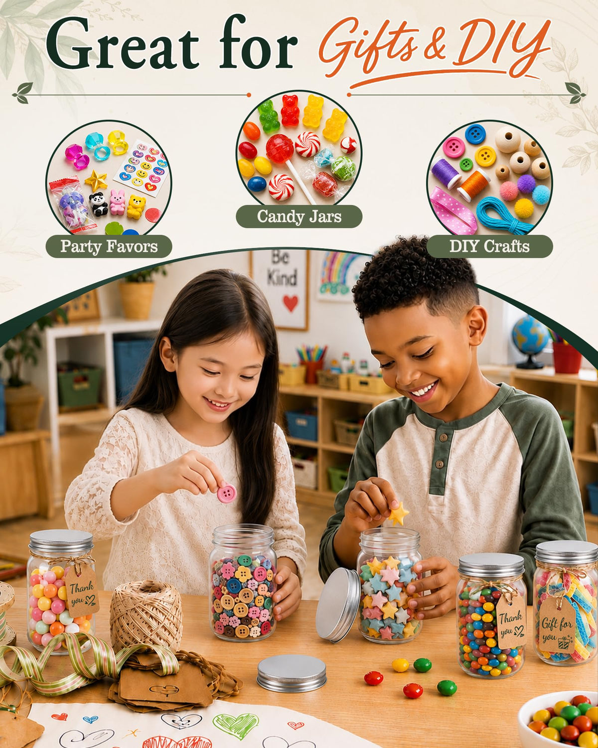 12 Pack 16 oz Clear Plastic Mason Jars with Lids V506733