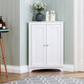 White Corner Bathroom Cabinet with Doors and Adjustable Shelf C7333