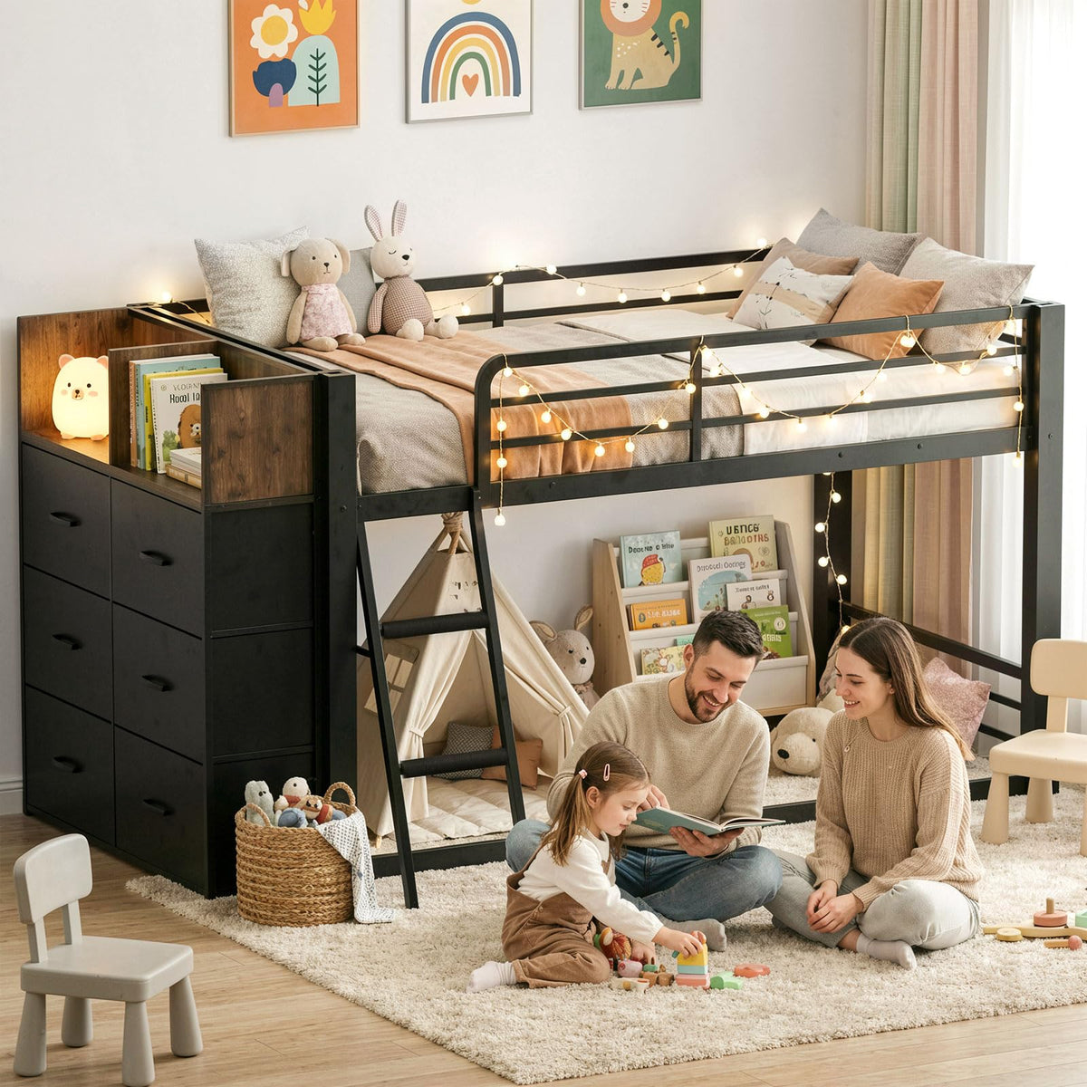 Twin Over Twin Bunk Bed with Storage Dresser E10168